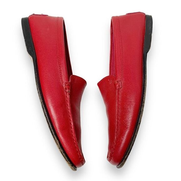 TOD’S Classic Red Pebbled Leather Driving Loafer Flat Shoes in Women’s US Size 9 - Picture 4 of 9